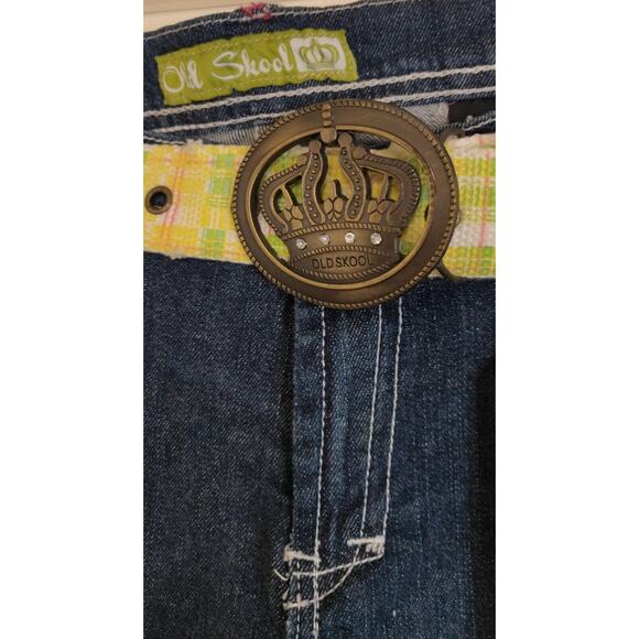 NWT Patchwork Denim Jeans OLD SKOOL URBAN Wide Hem ARTSY Distressed Rips Sz 5/6 - Picture 3 of 16